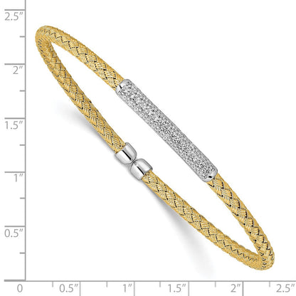 Sterlingsilber Rhodiniert/vergoldet Zirkonia Flexibel Manschette Armreif