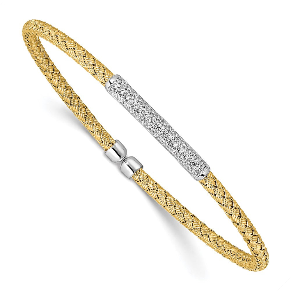 Sterlingsilber Rhodiniert/vergoldet Zirkonia Flexibel Manschette Armreif