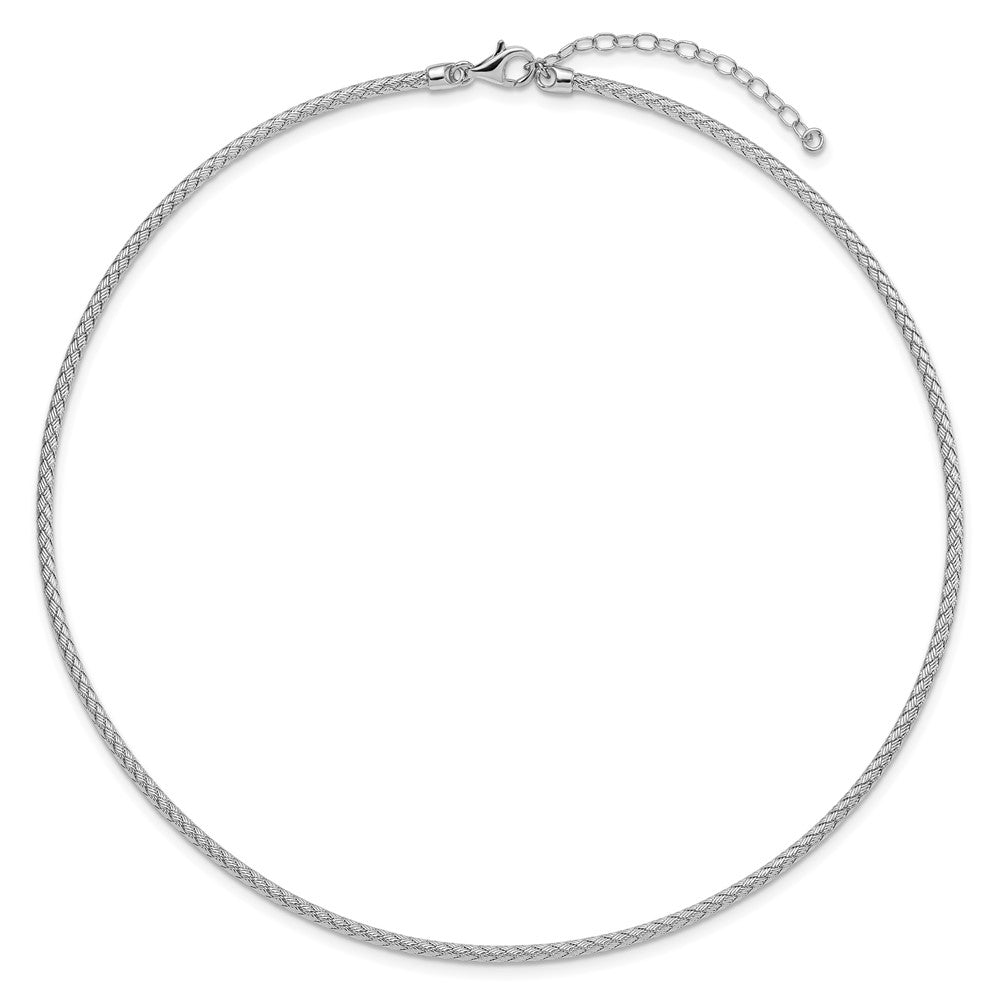 Sterlingsilber Rhodiniert Geflochten mit 2 Zoll. Verlängerung Halskette