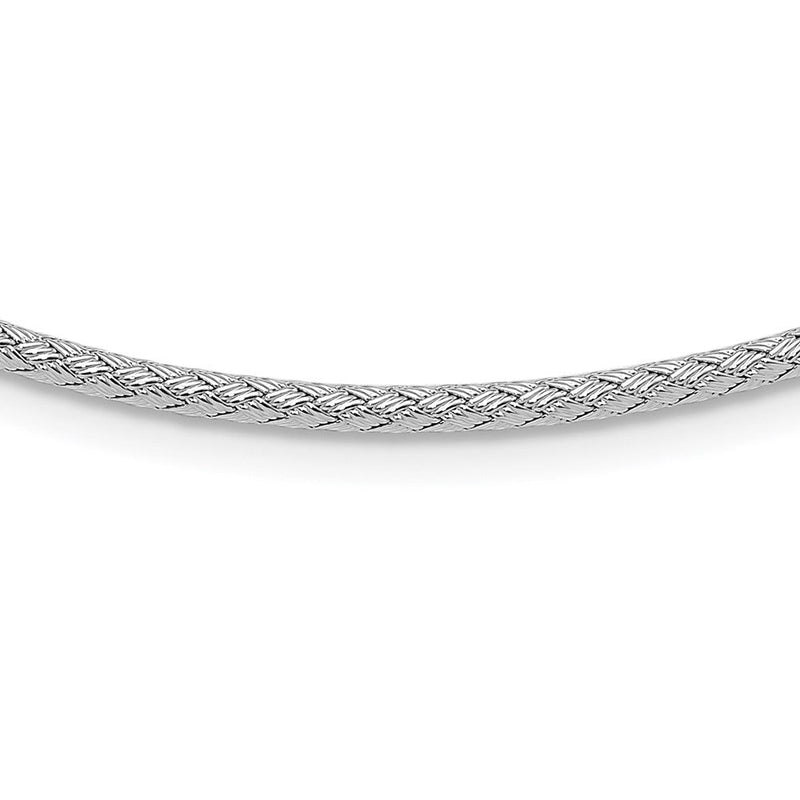 Sterlingsilber Rhodiniert Geflochten mit 2 Zoll. Verlängerung Halskette