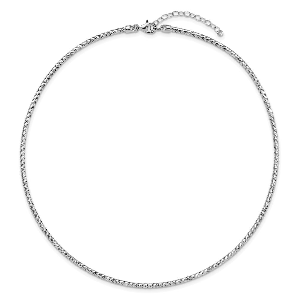 Sterlingsilber Rhodiniert Poliert Braid mit 2 Zoll. Verlängerung Halskette