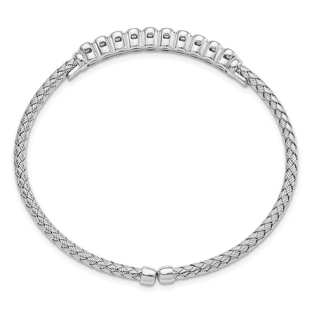 Sterlingsilber Rhodiniert Zirkonia Geflochten Flexibel Manschette