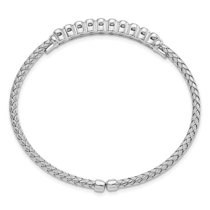 Sterlingsilber Rhodiniert Zirkonia Geflochten Flexibel Manschette