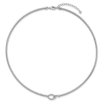 Sterlingsilber Rhodiniert Zirkonia Poliert Braid mit 2 Zoll. Verlängerung Halskette