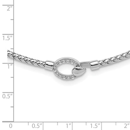 Sterlingsilber Rhodiniert Zirkonia Poliert Braid mit 2 Zoll. Verlängerung Halskette
