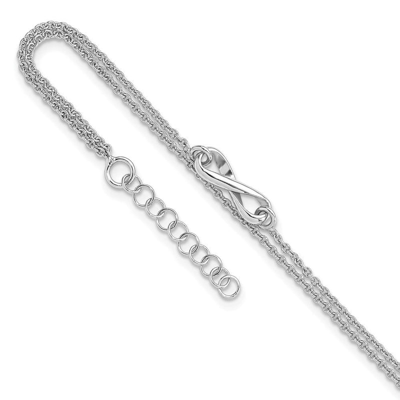 Sterlingsilber Rhodiniert Unendlichkeit 9 Zoll. Plus 1 Zoll. Verlängerung. Fußkettchen