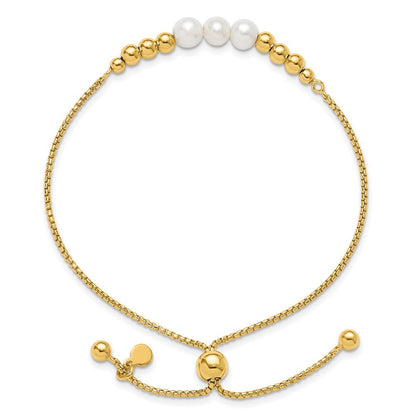 Vergoldet Sterlingsilber Plt Poliert Fwc Pearls Verstellbar Armband