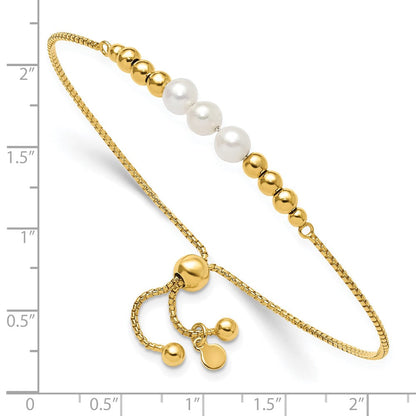 Vergoldet Sterlingsilber Plt Poliert Fwc Pearls Verstellbar Armband