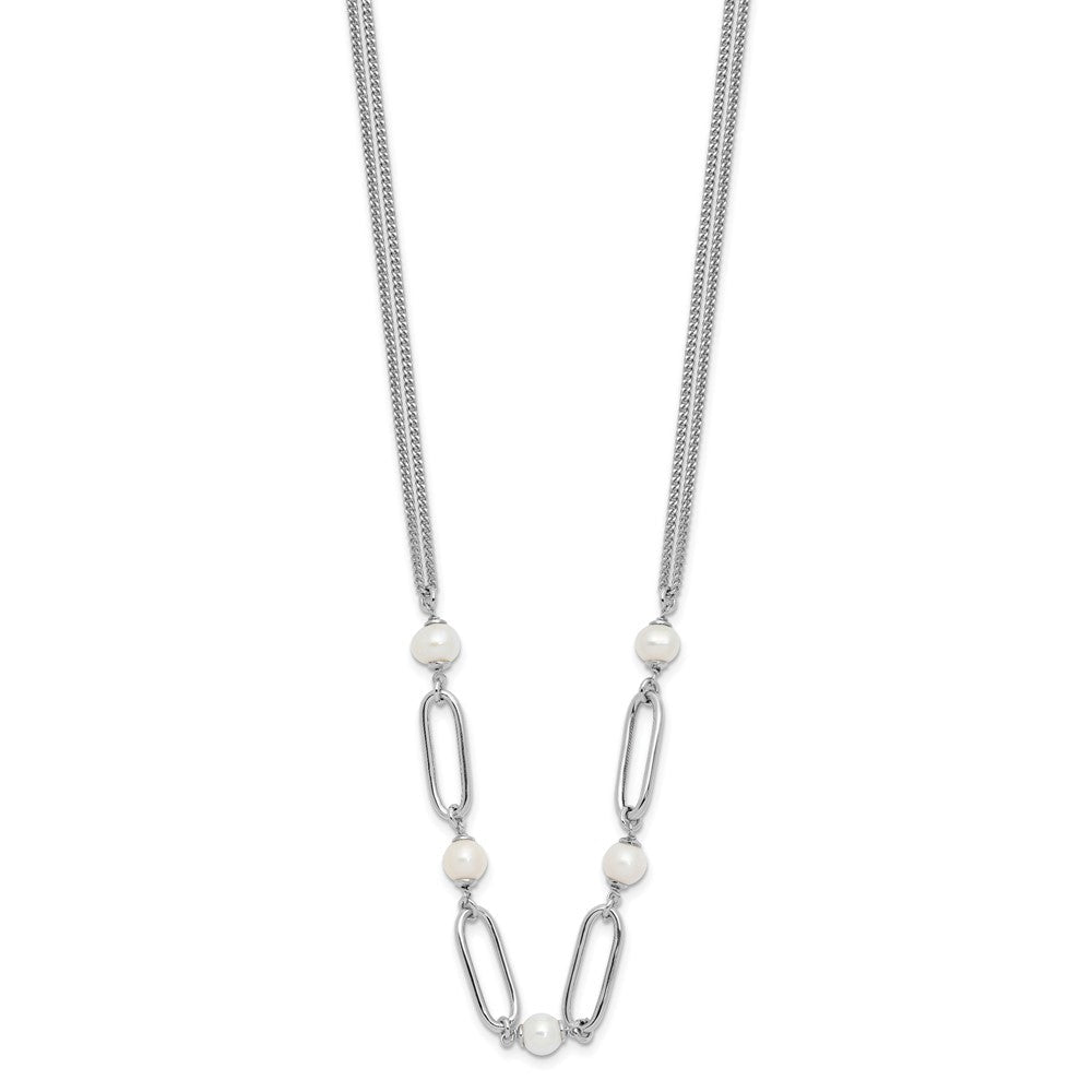 Sterlingsilber Rhodiniert Poliert Fwc Pearls 2 Zoll Verlängerung. Halskette