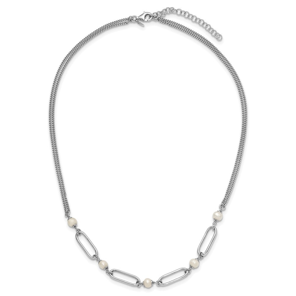 Sterlingsilber Rhodiniert Poliert Fwc Pearls 2 Zoll Verlängerung. Halskette