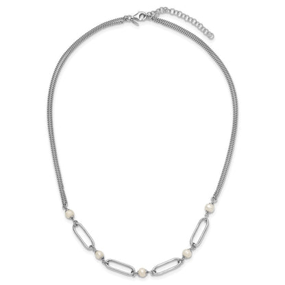 Sterlingsilber Rhodiniert Poliert Fwc Pearls 2 Zoll Verlängerung. Halskette