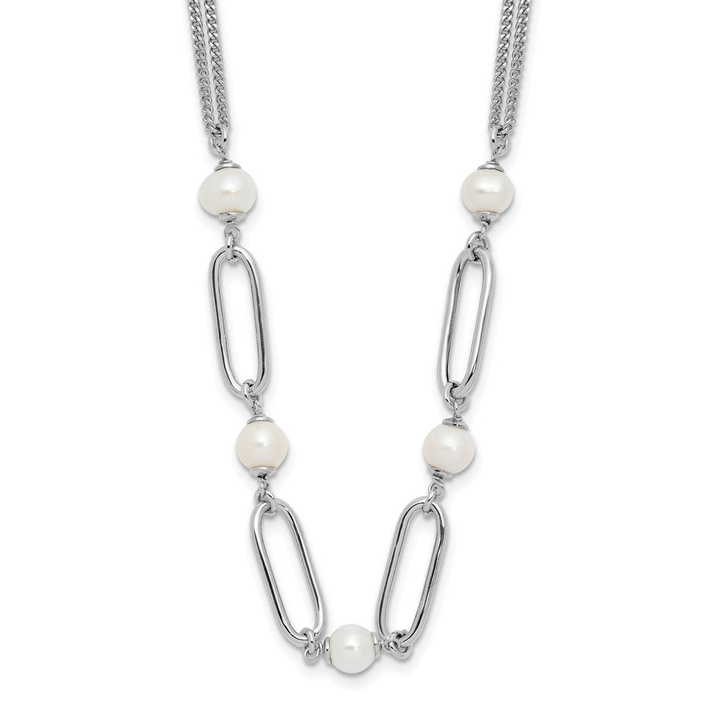 Sterlingsilber Rhodiniert Poliert Fwc Pearls 2 Zoll Verlängerung. Halskette