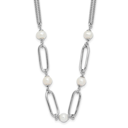 Sterlingsilber Rhodiniert Poliert Fwc Pearls 2 Zoll Verlängerung. Halskette