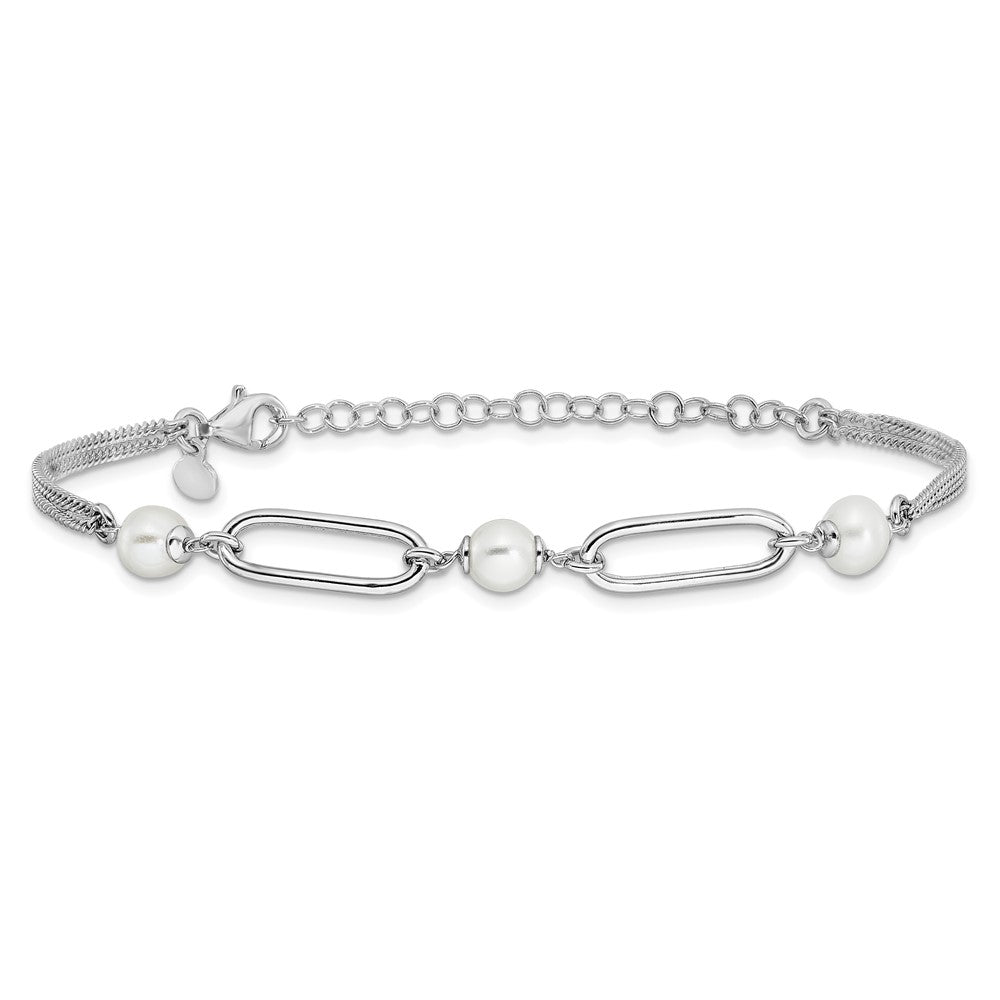 Sterlingsilber Rhodiniert Poliert Fwc Pearls 2 Zoll Verlängerung. Armband