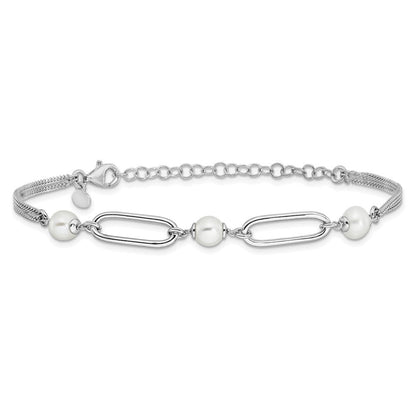 Sterlingsilber Rhodiniert Poliert Fwc Pearls 2 Zoll Verlängerung. Armband