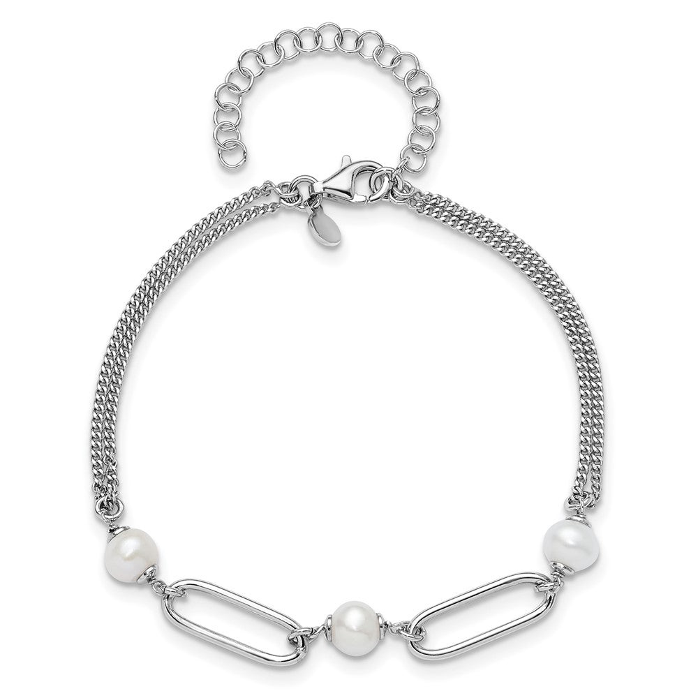 Sterlingsilber Rhodiniert Poliert Fwc Pearls 2 Zoll Verlängerung. Armband