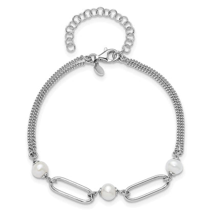Sterlingsilber Rhodiniert Poliert Fwc Pearls 2 Zoll Verlängerung. Armband