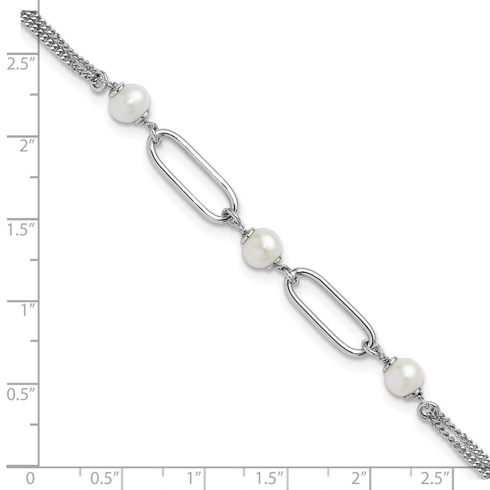 Sterlingsilber Rhodiniert Poliert Fwc Pearls 2 Zoll Verlängerung. Armband