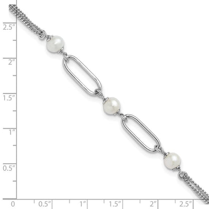 Sterlingsilber Rhodiniert Poliert Fwc Pearls 2 Zoll Verlängerung. Armband