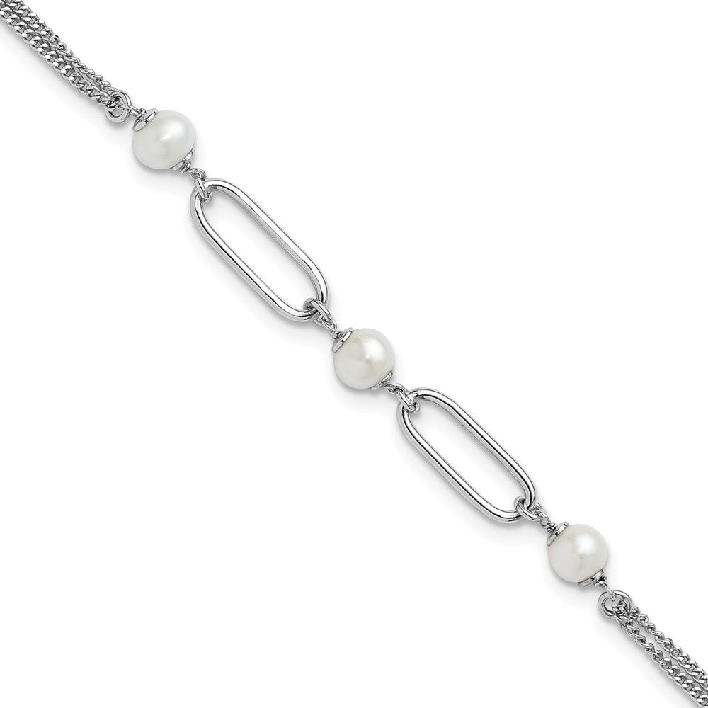 Sterlingsilber Rhodiniert Poliert Fwc Pearls 2 Zoll Verlängerung. Armband