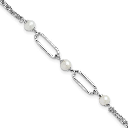Sterlingsilber Rhodiniert Poliert Fwc Pearls 2 Zoll Verlängerung. Armband