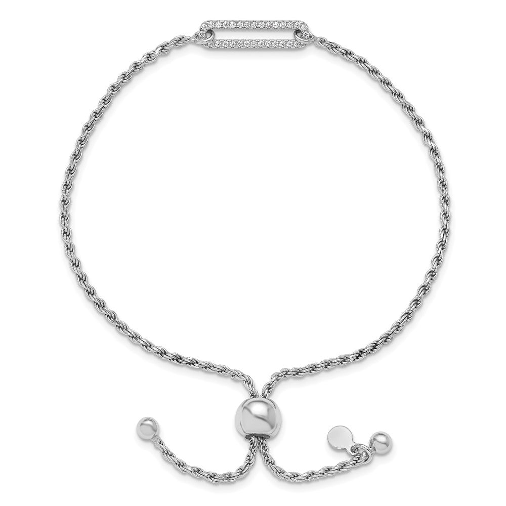 Sterlingsilber Rhodiniert Poliert Zirkonia Verstellbar Armband