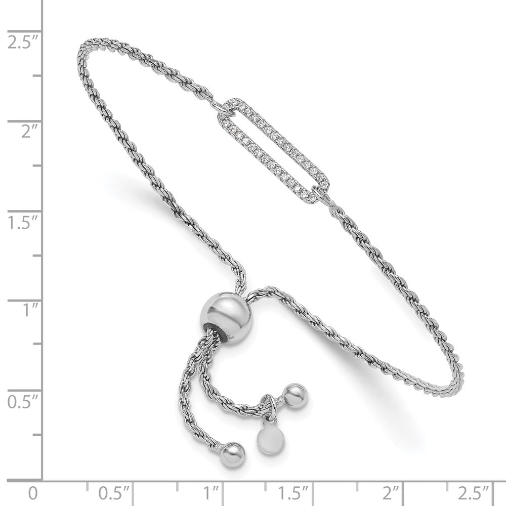Sterlingsilber Rhodiniert Poliert Zirkonia Verstellbar Armband