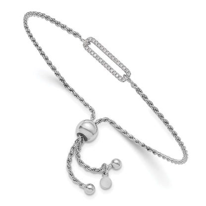 Sterlingsilber Rhodiniert Poliert Zirkonia Verstellbar Armband