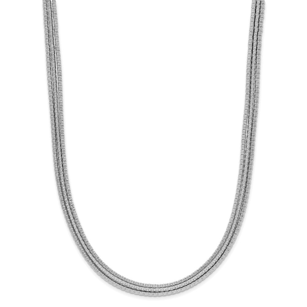 Sterlingsilber Rhodiniert Strukturiert 3 Strang Halskette