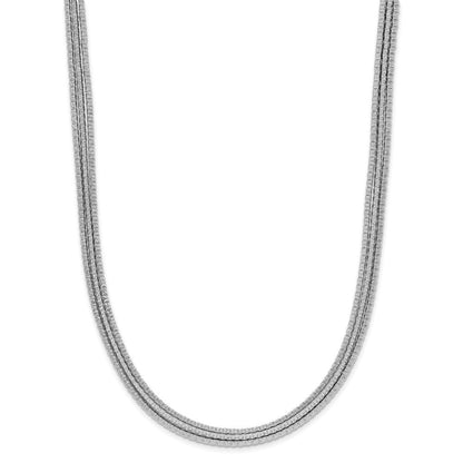 Sterlingsilber Rhodiniert Strukturiert 3 Strang Halskette