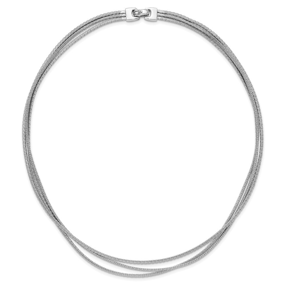 Sterlingsilber Rhodiniert Strukturiert 3 Strang Halskette