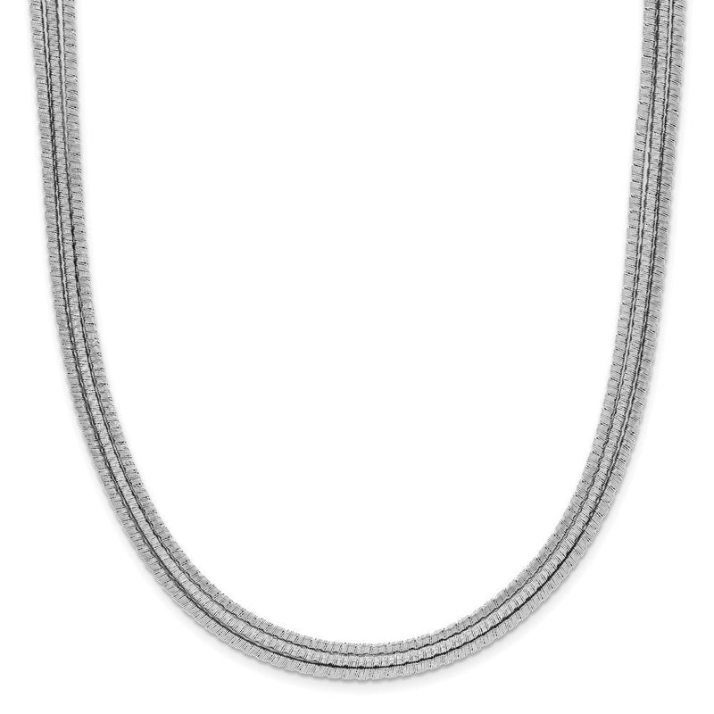 Sterlingsilber Rhodiniert Strukturiert 3 Strang Halskette