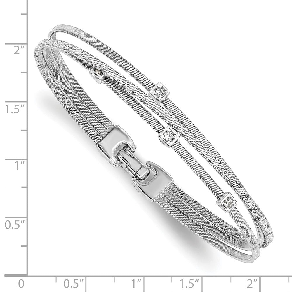 Sterlingsilber Rhodiniert Zirkonia Poliert und Strukturiert Armband