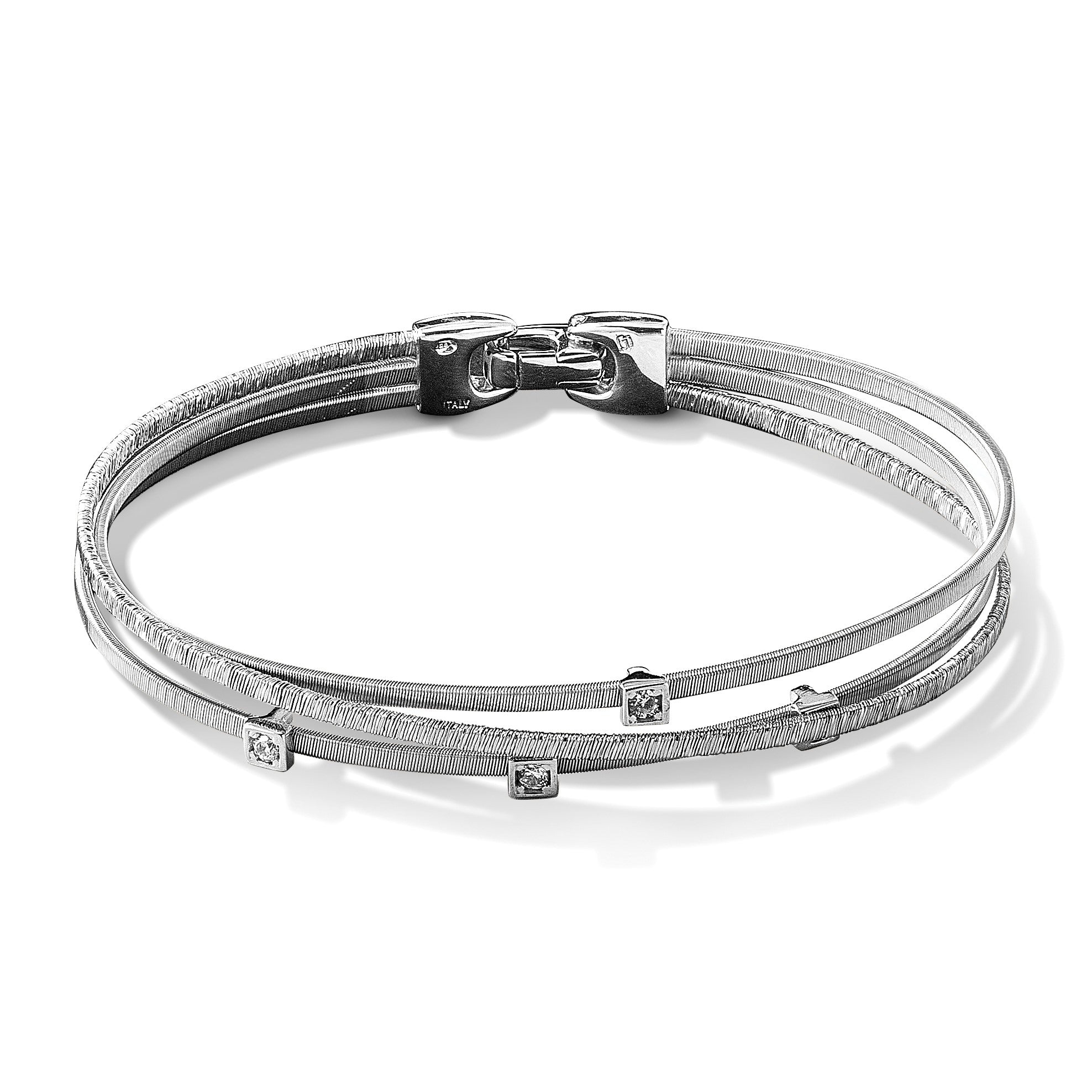 Sterlingsilber Rhodiniert Zirkonia Poliert und Strukturiert Armband
