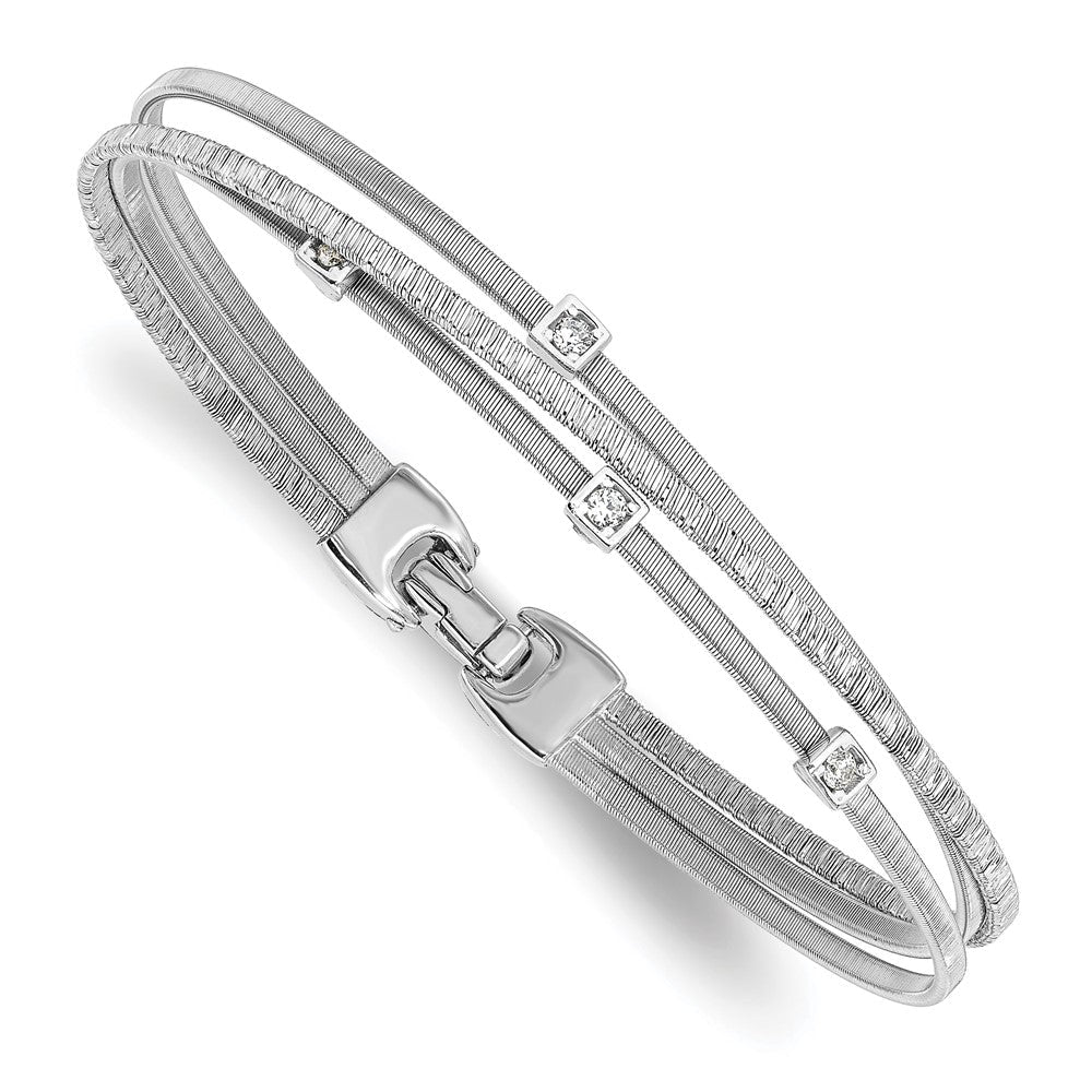 Sterlingsilber Rhodiniert Zirkonia Poliert und Strukturiert Armband