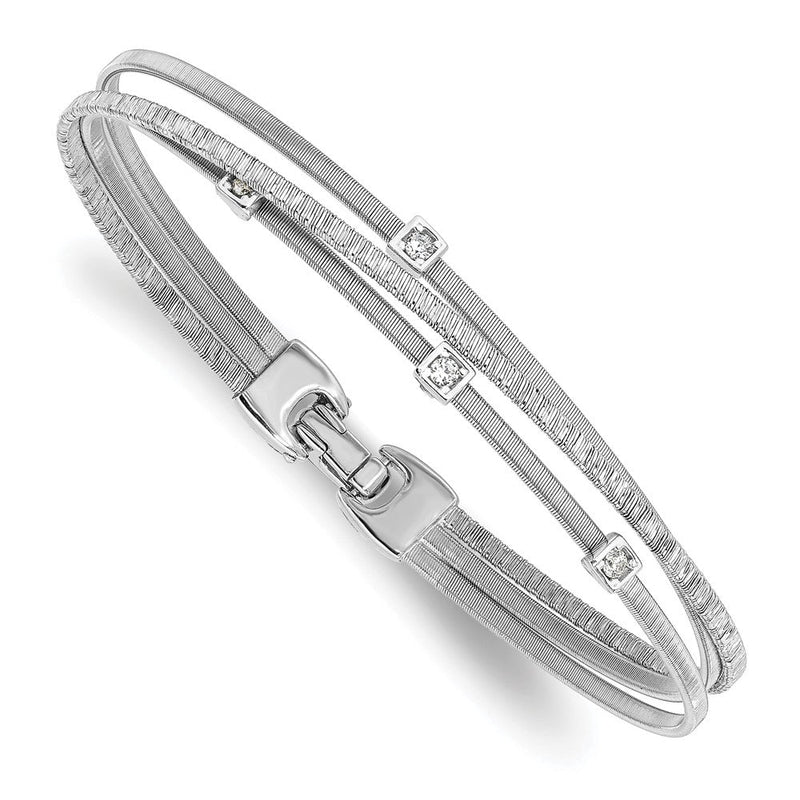 Sterlingsilber Rhodiniert Zirkonia Poliert und Strukturiert Armband