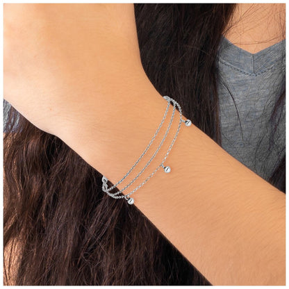 Sterlingsilber Rhodiniert Herz 3 Strang mit 1 Zoll Verlängerung. Armband