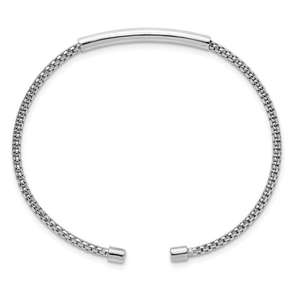 Sterlingsilber Rhodiniert Poliert und Strukturiert Manschette Armband