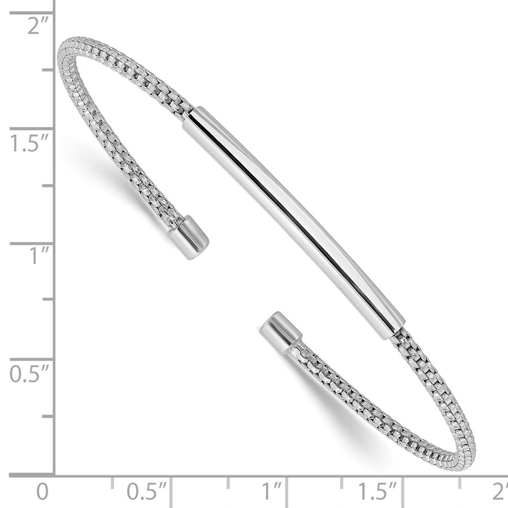 Sterlingsilber Rhodiniert Poliert und Strukturiert Manschette Armband