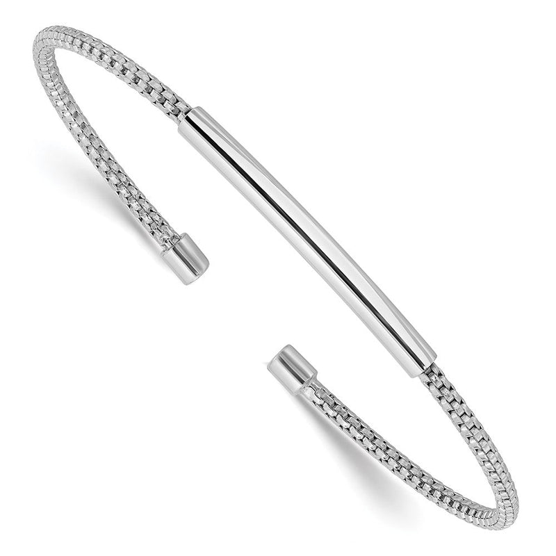 Sterlingsilber Rhodiniert Poliert und Strukturiert Manschette Armband