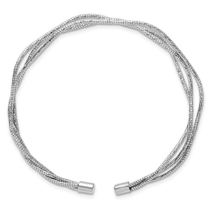 Sterlingsilber Rhodiniert Poliert und Strukturiert Gewellt Manschette Armband