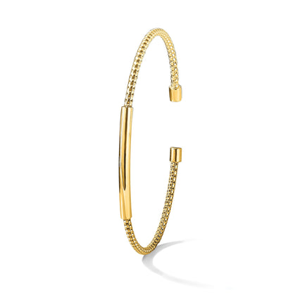Vergoldet Sterlingsilber Poliert und Strukturiert Manschette Armband