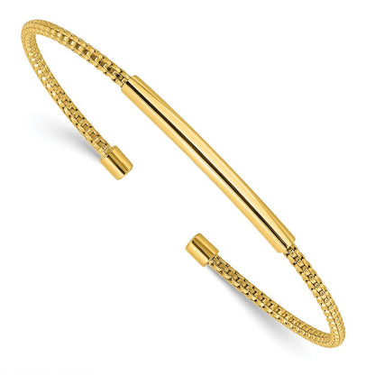 Vergoldet Sterlingsilber Poliert und Strukturiert Manschette Armband