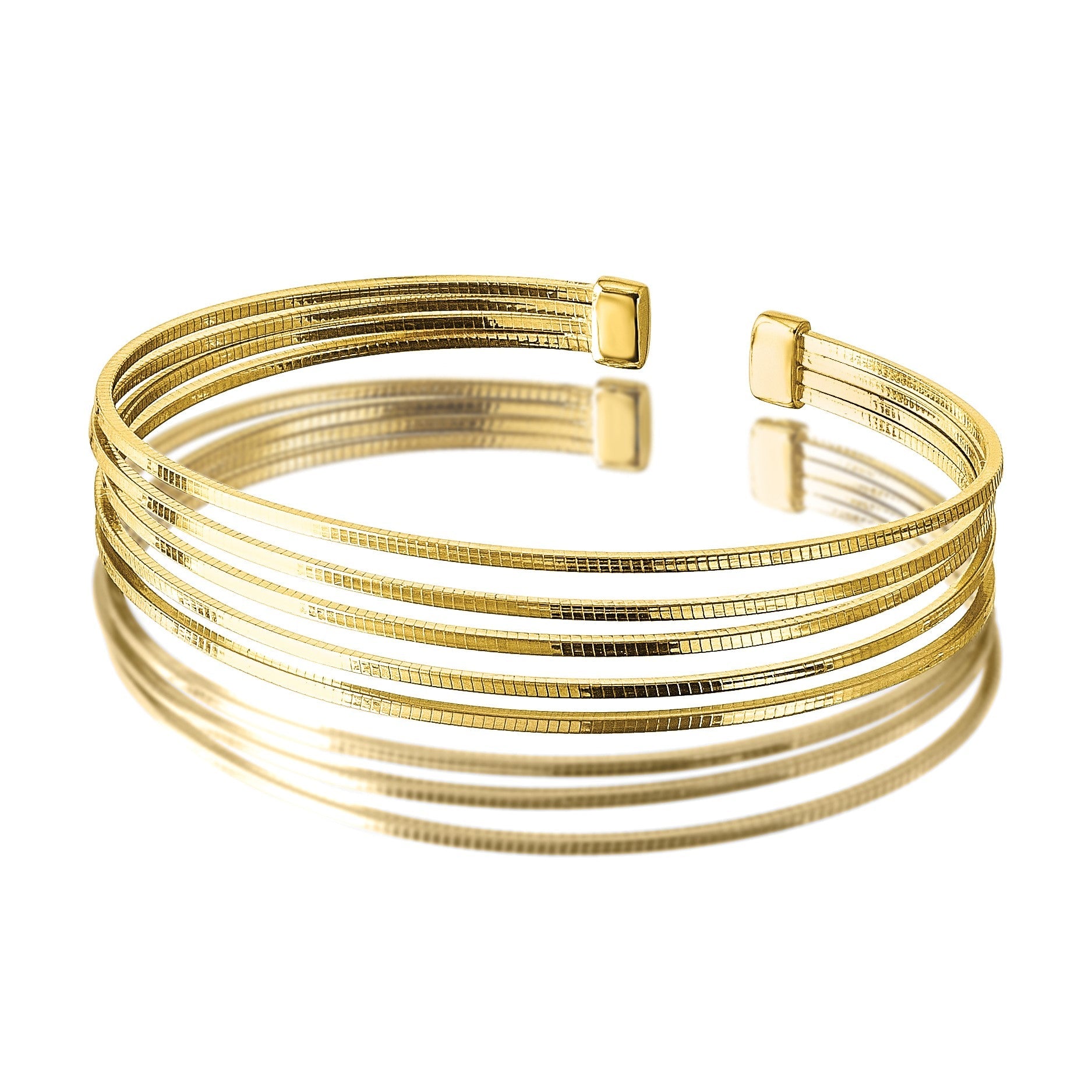 Vergoldet Sterlingsilber Poliert und Strukturiert Manschette Armband