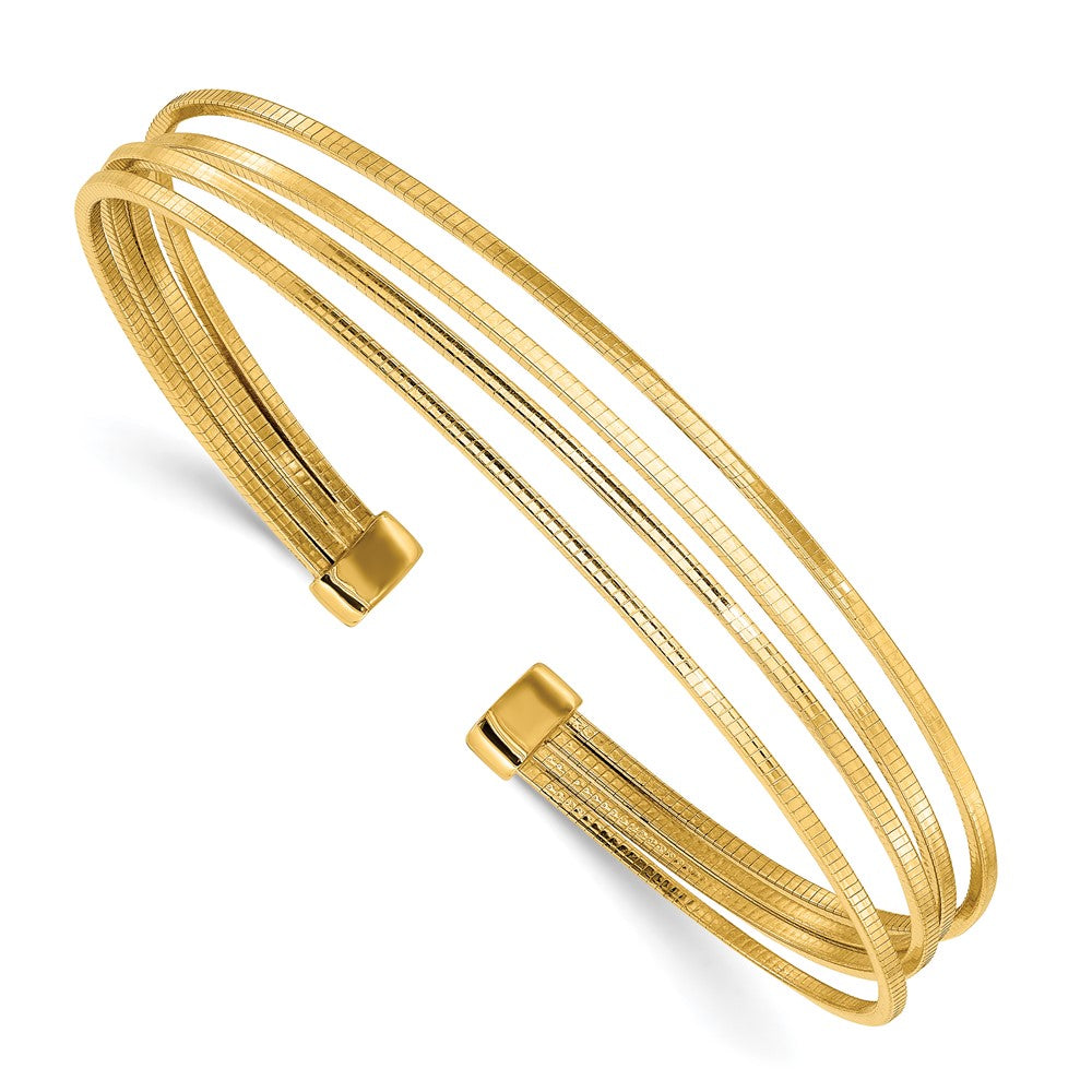 Vergoldet Sterlingsilber Poliert und Strukturiert Manschette Armband