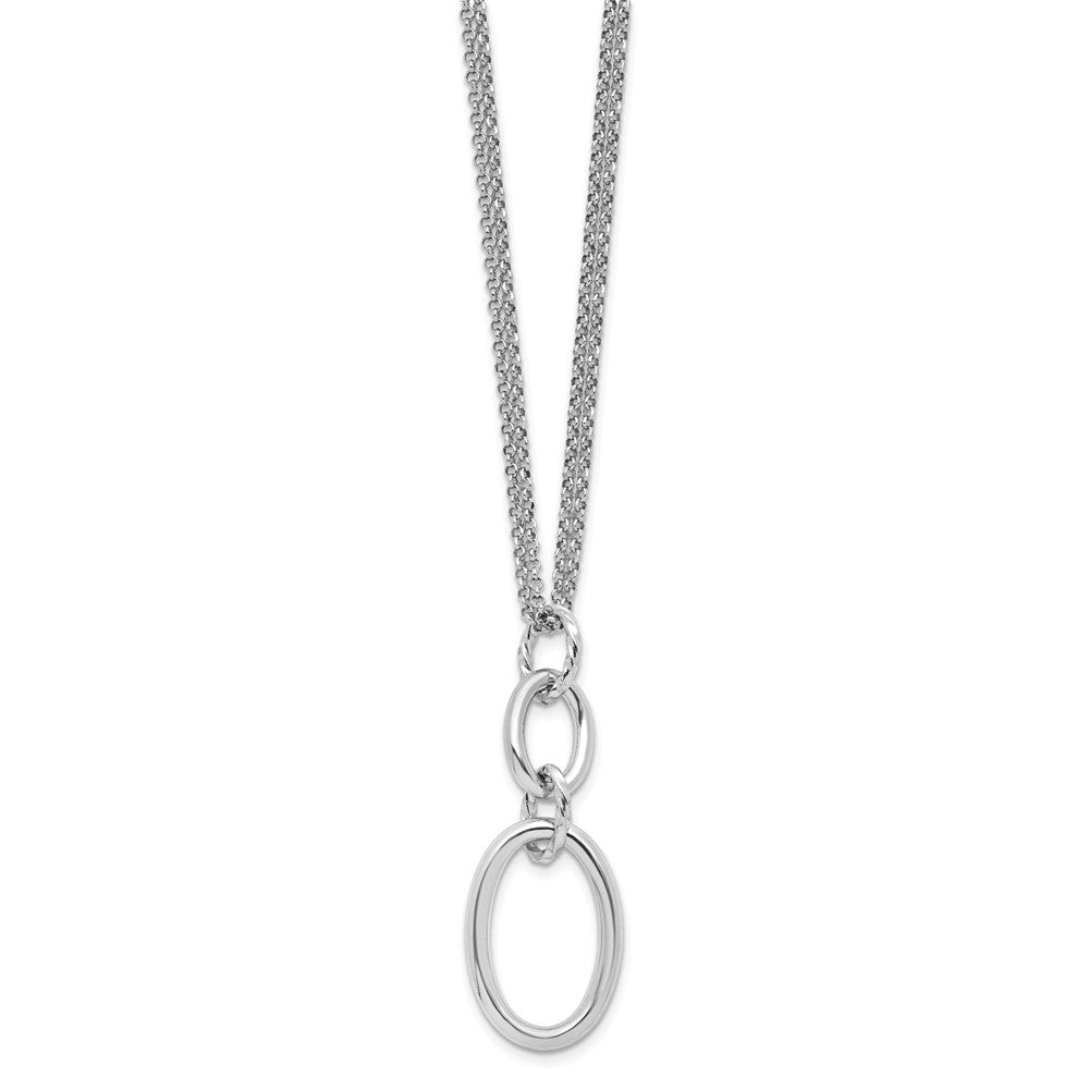 Sterlingsilber Rhodiniert 2 Strang Oval mit 1.5 Zoll Verlängerung. Halskette
