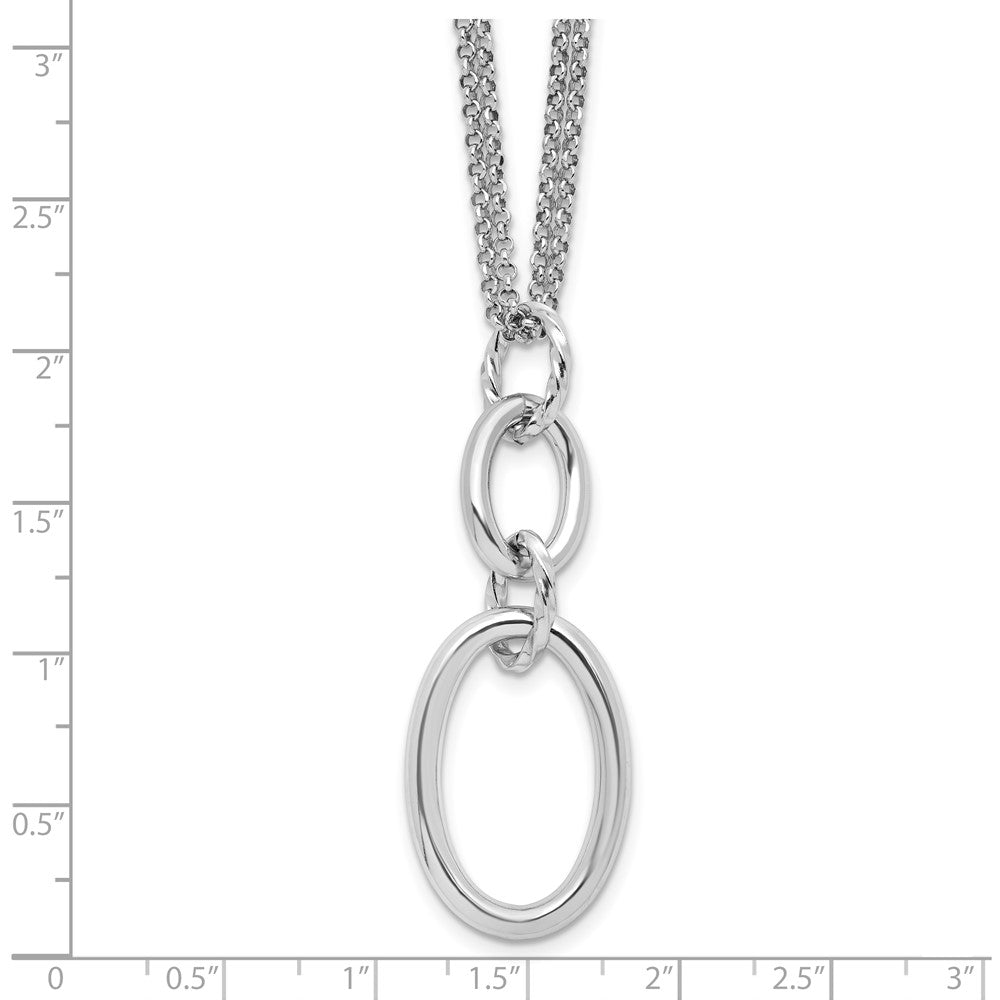 Sterlingsilber Rhodiniert 2 Strang Oval mit 1.5 Zoll Verlängerung. Halskette