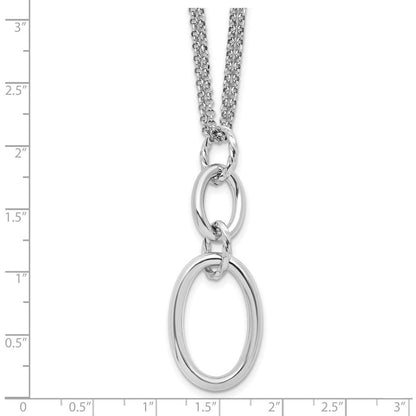Sterlingsilber Rhodiniert 2 Strang Oval mit 1.5 Zoll Verlängerung. Halskette