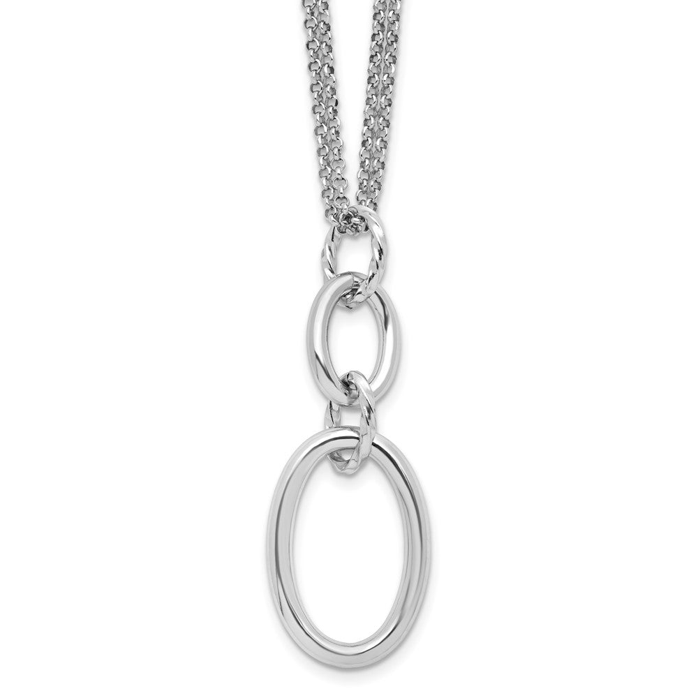 Sterlingsilber Rhodiniert 2 Strang Oval mit 1.5 Zoll Verlängerung. Halskette