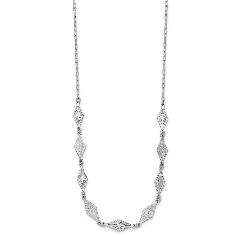 Sterlingsilber Ss Rhodiniert Poliert und Scratch Finish mit 1 Zoll Verlängerung. Halskette
